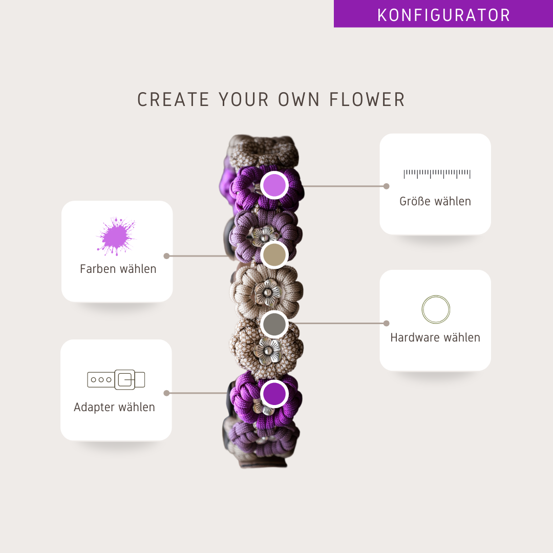 Paracordhalsband Flower